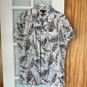 Marc Anthony Black and White Leaf Pattern Shirt